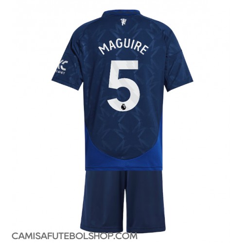 Camisa de time de futebol Manchester United Harry Maguire #5 Replicas 2º Equipamento Infantil 2024-25 Manga Curta (+ Calças curtas)